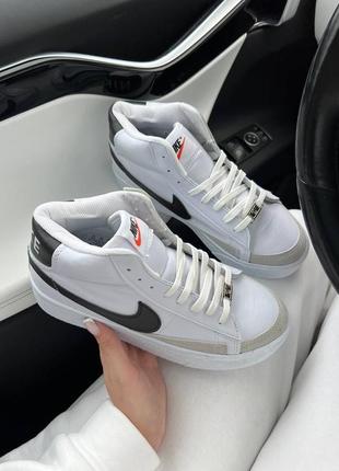 Кросівки nike blazer white black (висока підошва)2 фото