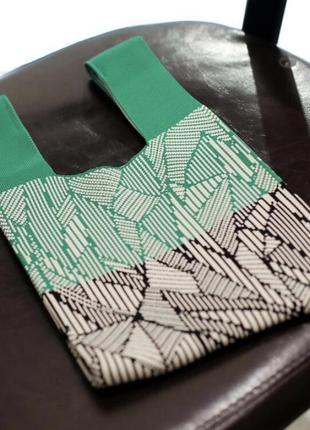 Тренд стильна жіноча в'язана текстильна сумка шопер3 фото