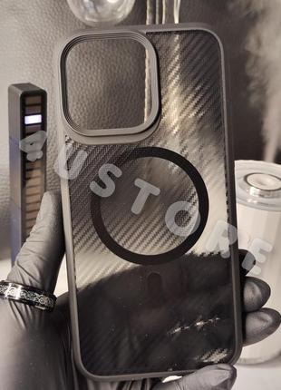 Чохол poraky carbon на iphone 12 pro max ударостійкий з magsafe