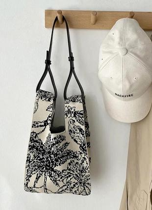 Тренд стильна жіноча в'язана текстильна сумка шопер