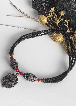 Ожерелье из венецианки  и керамики "сила рода"3 фото