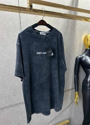 Футболка в стиле ysl вываренная графит