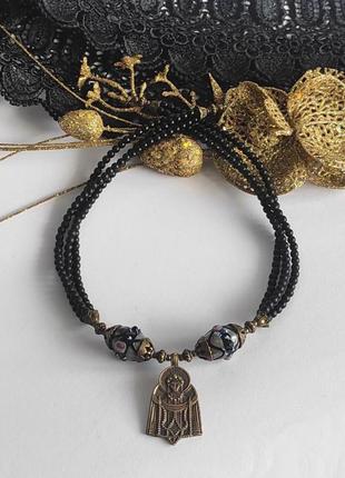 Ожерелье из венецианки  и керамики "берегиня 2"1 фото