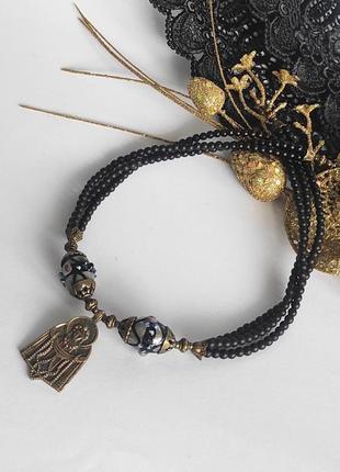 Ожерелье из венецианки  и керамики "берегиня 2"5 фото