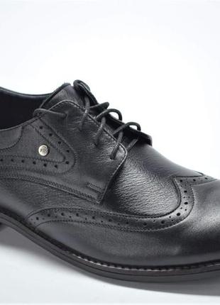 Мужские кожаные туфли броги великаны черные vivaro 611