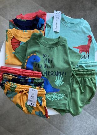 Комплект george 1-15-2-3-4, наборчик футболка и шорты 80-86-92-98-104, динозавры