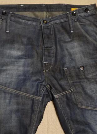 Прямые темно-синие винтажные фирменные джинсы-элвуды g-star raw голландия 33/32.2 фото