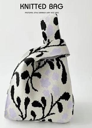 Тренд стильна жіноча в'язана текстильна сумка шопер3 фото