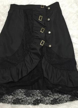 Красивая винтажная юбка с кружевом в готическом стиле 4хл 18-203 фото