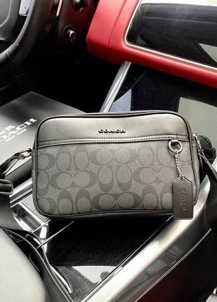 Сумка coach сіра барсетка чоловіча через плече / месенджер