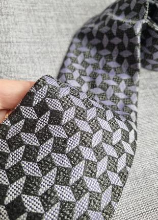 100% шелк шелковый стильный оригинальный серый сиреневый лавандовый галстук с отливом в ромбик torino3 фото