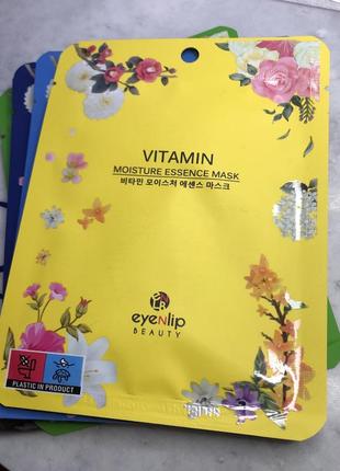 Корейская маска для лица увлажняющая витаминная с витаминами питательная успокаивающая тканевая eyenlip moisture essence mask vitamin1 фото