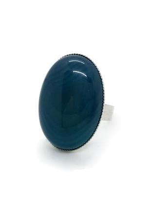 Р🔺💍💎 овальне кільце у вінтажному стилі натуральний камінь синій агат