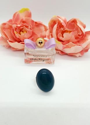 💍💎 овальное кольцо в винтажном стиле натуральный камень синий агат2 фото