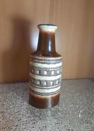 Вінтажна керамічна ваза з вузьким горлом, з декором, художня лава5 фото