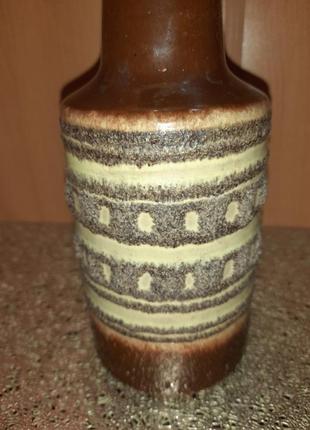 Вінтажна керамічна ваза з вузьким горлом, з декором, художня лава3 фото