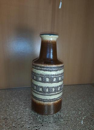 Вінтажна керамічна ваза з вузьким горлом, з декором, художня лава6 фото