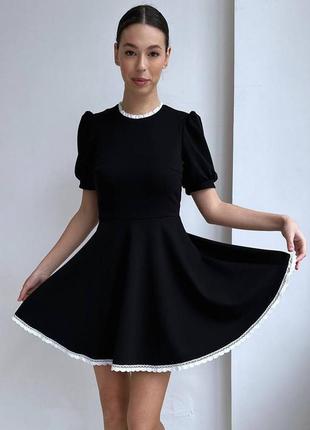 Платье короткое однотонное на молнии качественное стильное трендовое черное бежевое3 фото