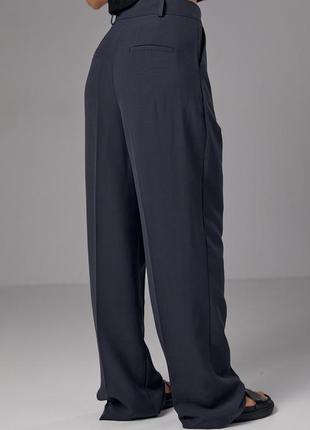 Женские черные широкие костюмные брюки палаццо со стрелками, трубы, брюки костюмка2 фото
