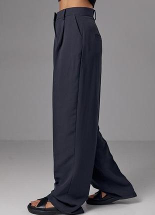 Женские черные широкие костюмные брюки палаццо со стрелками, трубы, брюки костюмка3 фото