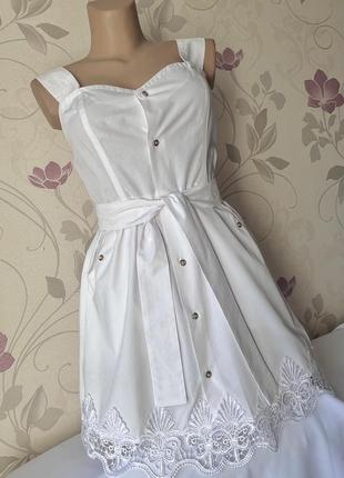 Платье, сарафан, легкое, белое. размер хс-с4 фото