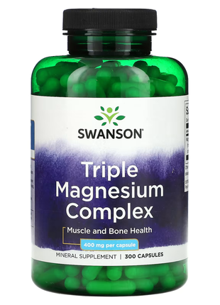 Swanson, тройной комплекс магния, 400 мг, 300 капсул1 фото