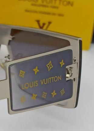 Очки в стиле louis vuitton унисекс солнцезащитные маска серый градиент в серебристой металлической оправе9 фото