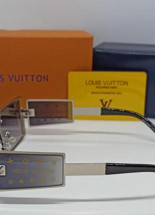 Очки в стиле louis vuitton унисекс солнцезащитные маска серый градиент в серебристой металлической оправе4 фото