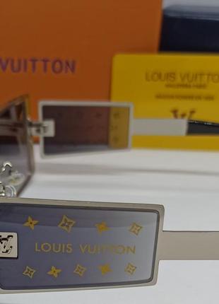 Очки в стиле louis vuitton унисекс солнцезащитные маска серый градиент в серебристой металлической оправе5 фото