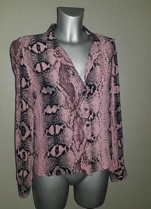 Стильная блузка рубашка розовая змея вискоза2 фото