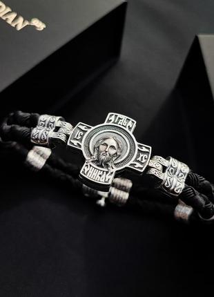 Православний браслет зі срібними вставками кпл04