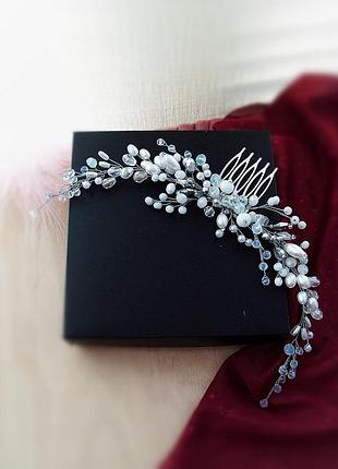 Сяюча перлина гілочка гребінь віночок білий обідок перлини святкова весільна