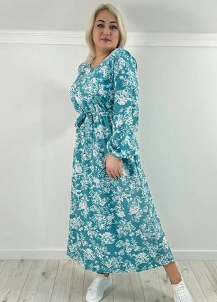 Мятна бірюзова сукня з квітковим принтом