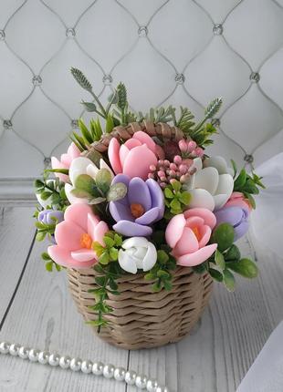 Букет весняних квітів з мила ручної роботи1 фото