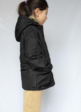 Куртка демісезонна бембі чорна, куртка весняна bembi дитяча чорна плащівка, фліс підкладка, розмір 134,14010 фото