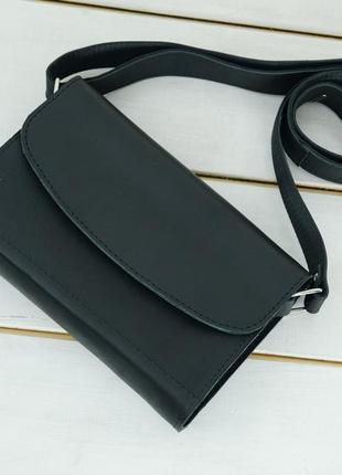 Женская кожаная сумка кайли, натуральная гладкая кожа, цвет черный