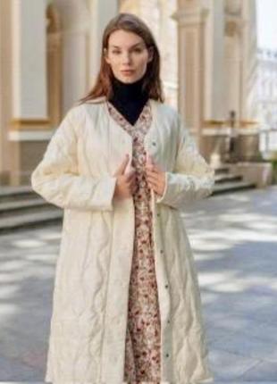 Liture пальто стеганое молочное пух пальто весеннее шампань пальто женское натуральный пух