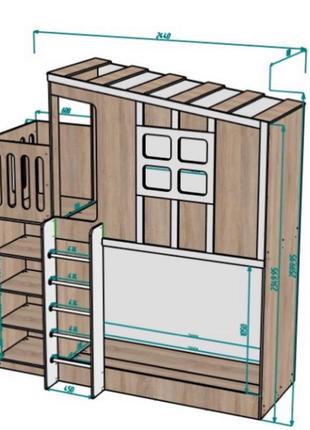 Кровать чердак двухьярусная с игровой зоной   домик  инст 75652 фото