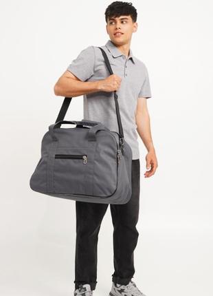 Тканинна дорожня сумка містка для поїздок pearl сіра текстильна сумка в дорогу сумка для подорожей