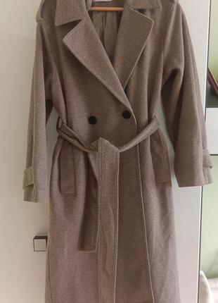 Демисезонное пальто шинель двубортное asos оверсайз длинное с капюшоном1 фото