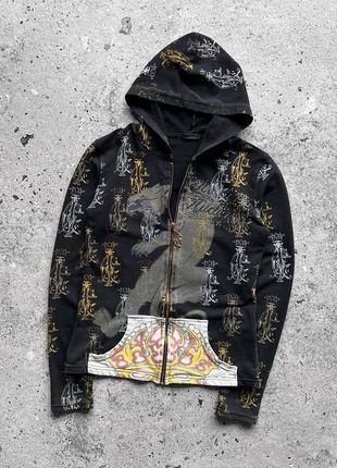 Christian audigier women’s vintage full printed zip hoodie винтажная, женская кофта, худи5 фото