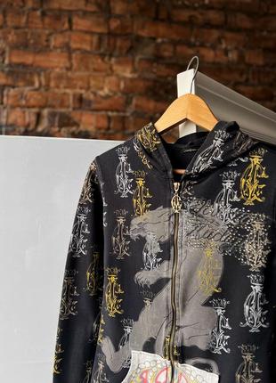 Christian audigier women’s vintage full printed zip hoodie винтажная, женская кофта, худи2 фото