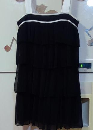 Ошатна чорна сукня плісе на брительках french connection3 фото
