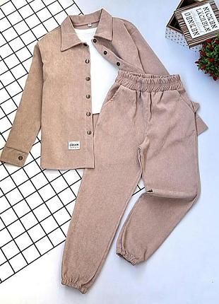 Вельветовий костюм-трійка для дівчинки