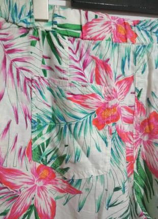 Фирменные натуральные льняные штаны в роскошный цветочный принт супер качество!!!6 фото