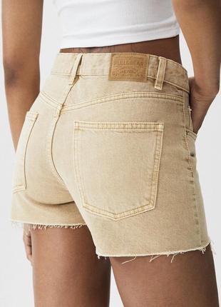 Pull &amp; bear women's mid-waist bermuda denim shorts женские, джинсовые шорты