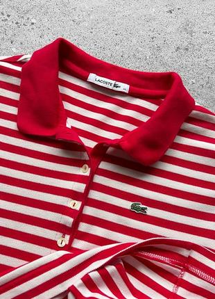 Lacoste women's striped red/white short sleeve polo dress женского, повседневное платье, платье6 фото