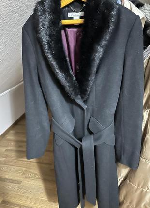 Шикарное шерстяное пальто h&amp;m с мехом5 фото