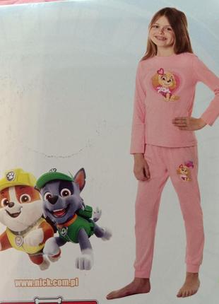 Пижама детская для девочки paw patrol / щенячий патруль, розовая, принт скай, размер 110-1162 фото