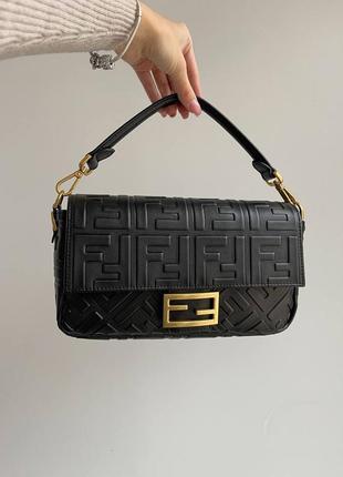 Сумка кожаная черная багет